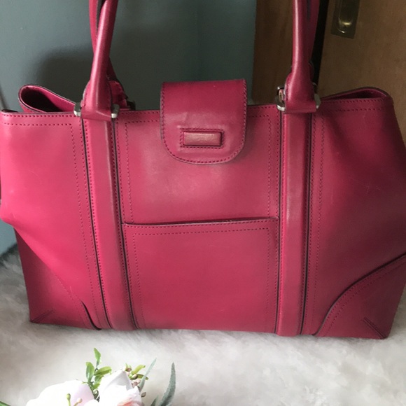 Ann Taylor magenta leather large satchel - Picture 5 of 17